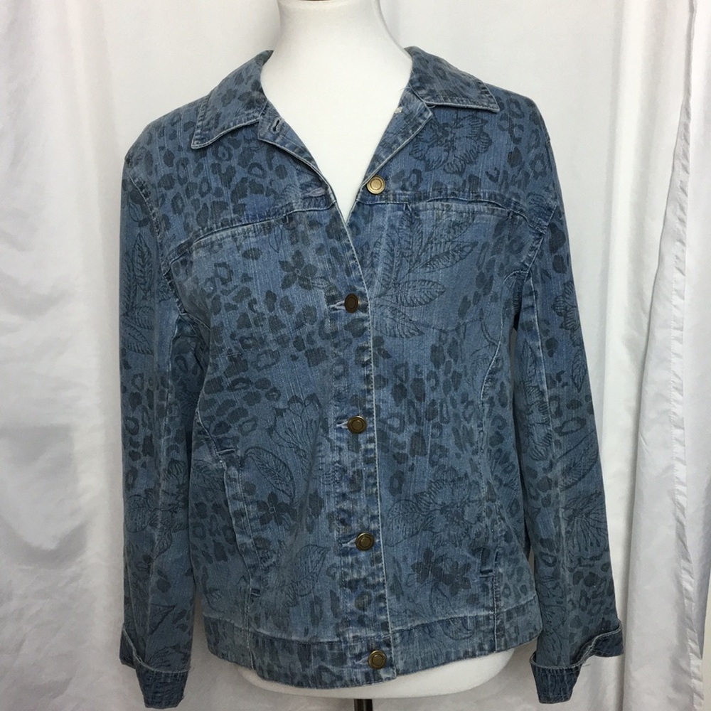 Hearts of Palm Print Jean Jacket.  Size 12